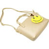 Faux Leather Tote Shoulder Strap Handbag With Sequins Happy Face Charm, Gold - Bags - 4