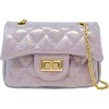 Classic Quilted Sparkle Mini Purse, Purple - Bags - 1 - thumbnail