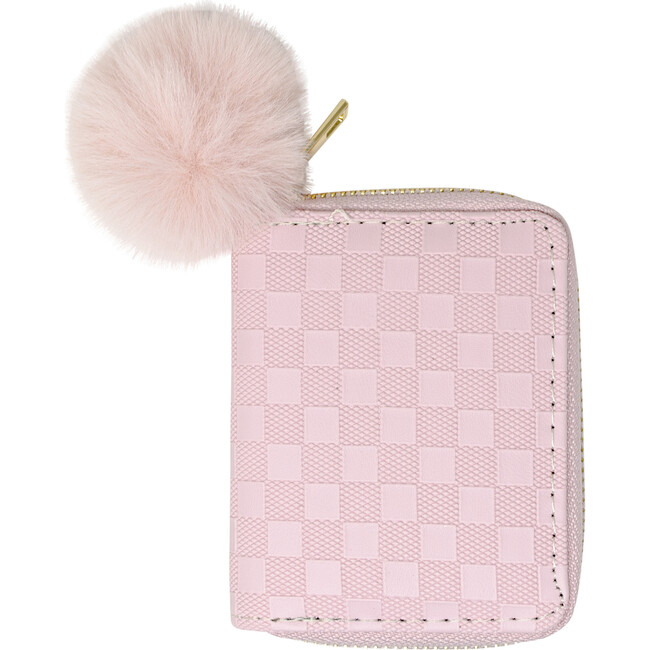 Checker Canvas Full Zip 2-Fold Wallet, Pink