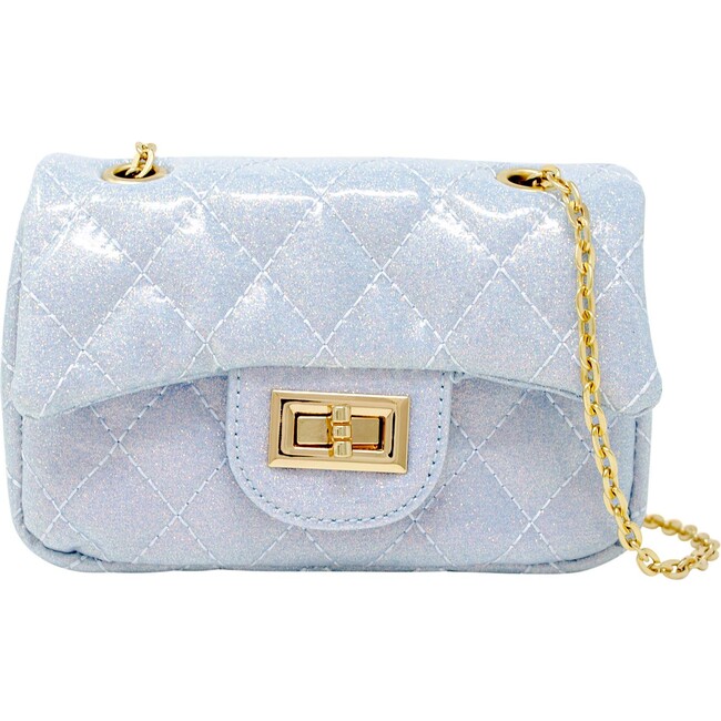 Classic Quilted Sparkle Mini Purse, Blue