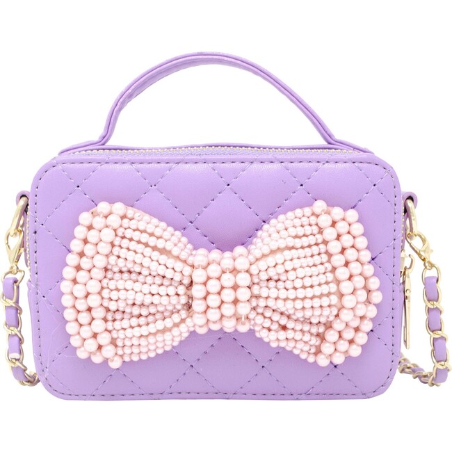 Belle Pearl Bow Handbag, Purple