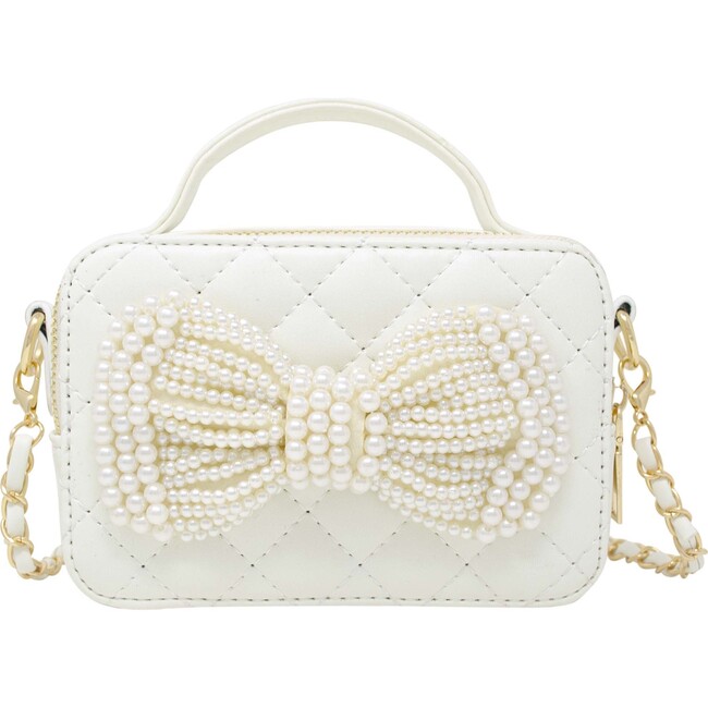Belle Pearl Bow Handbag, White