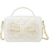 Belle Pearl Bow Handbag, White - Bags - 1 - thumbnail