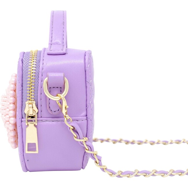 Belle Pearl Bow Handbag, Purple - Bags - 2