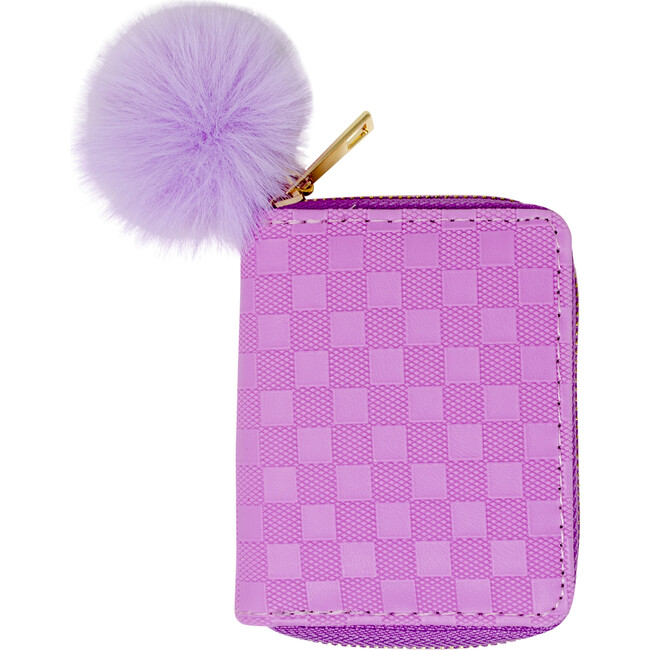 Checker Canvas Full Zip 2-Fold Wallet, Lavender