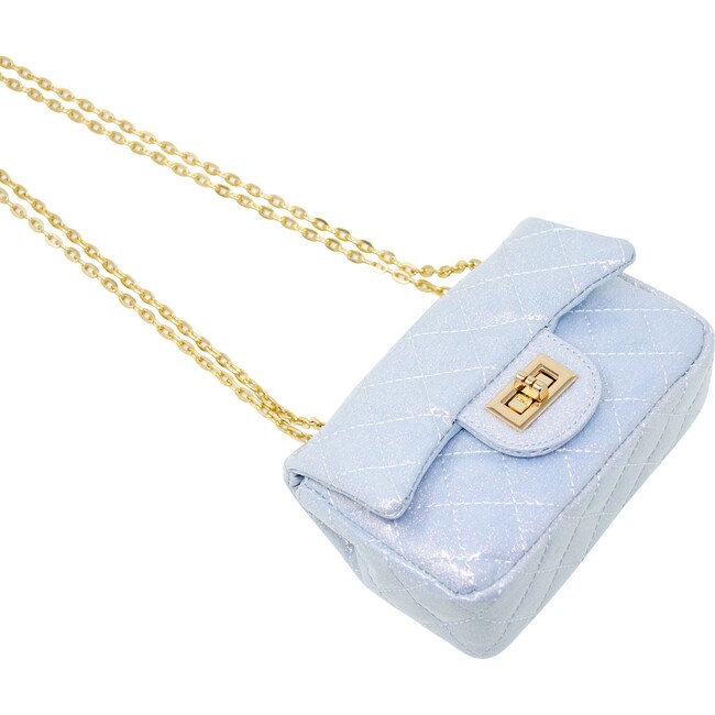 Classic Quilted Sparkle Mini Purse, Blue - Bags - 4
