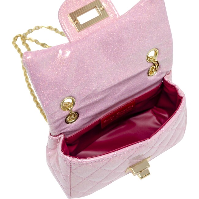 Classic Quilted Sparkle Mini Purse, Pink - Bags - 5