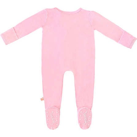 Bamboo Solid Footed Zippered Onesie, Pastel Pink - Footie Pajamas - 2