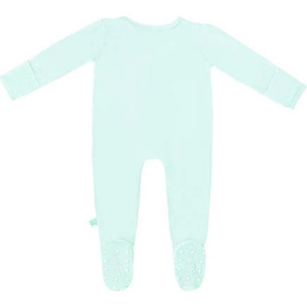 Bamboo Solid Footed Zippered Onesie, Pastel Mint Ice - Footie Pajamas - 2