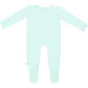 Bamboo Solid Footed Zippered Onesie, Pastel Mint Ice - Footie Pajamas - 2