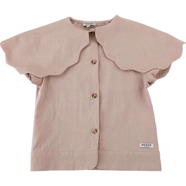 Poda Large Collar Buttoned Blouse, Crystal Pink