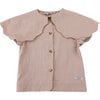 Poda Large Collar Buttoned Blouse, Crystal Pink - Blouses - 1 - thumbnail