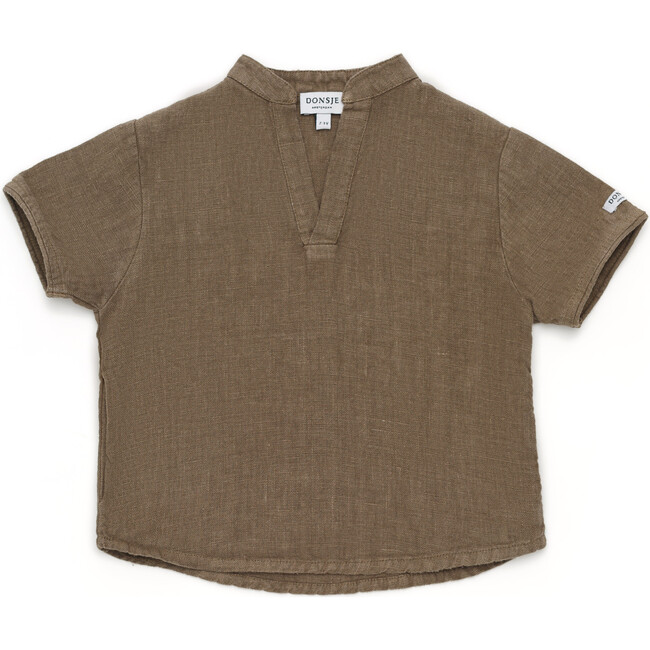 David V-Neck Short Sleeve Shirt, Brown