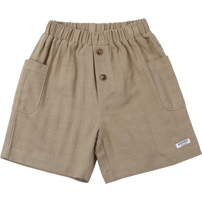 Waid 2-Side Patch Pocket Buttoned Shorts, Light Hay