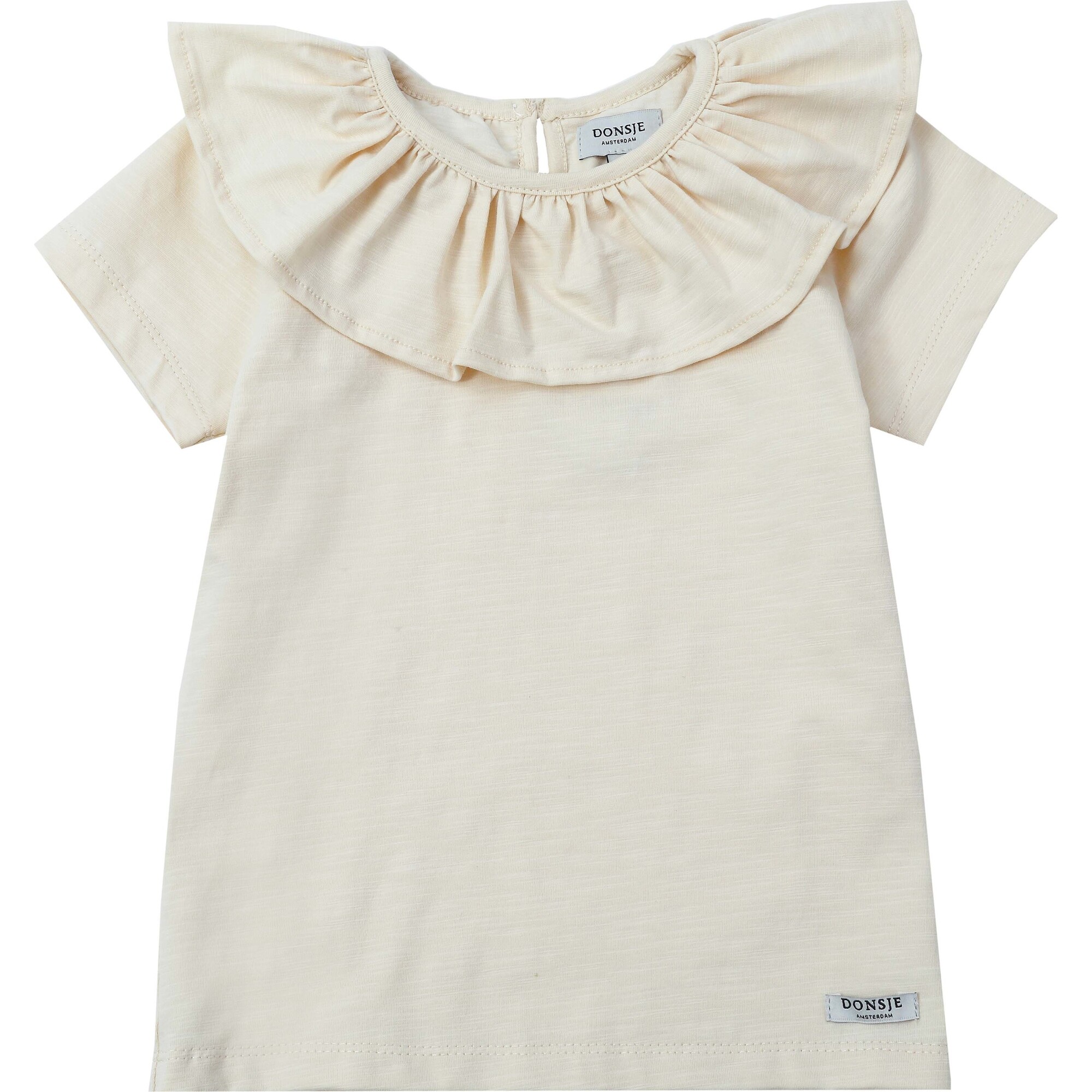 Addie Wide Frilled Collar Top, Macadamia - Blouses - 1