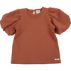 Phiphi Short Puff Sleeve Top, Terracotta - Blouses - 1 - thumbnail