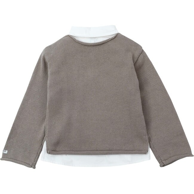 Haga Round Neck Loose Fit Sweater, Light Taupe - Sweaters - 3