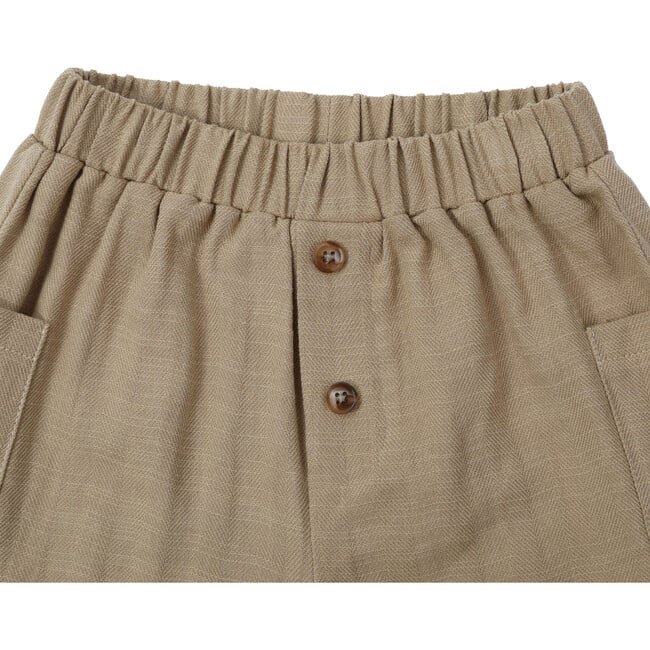 Waid 2-Side Patch Pocket Buttoned Shorts, Light Hay - Shorts - 4