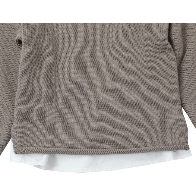 Haga Round Neck Loose Fit Sweater, Light Taupe - Sweaters - 6