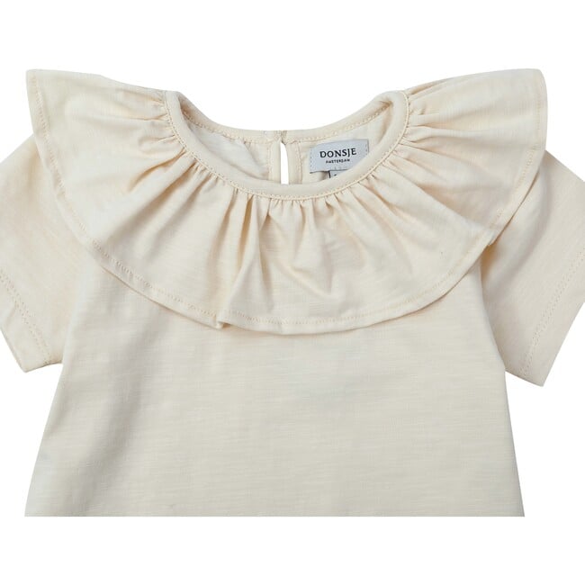 Addie Wide Frilled Collar Top, Macadamia - Blouses - 4