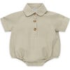 Krimml Collared Buttoned Romper, Olive Grey - Onesies - 1 - thumbnail