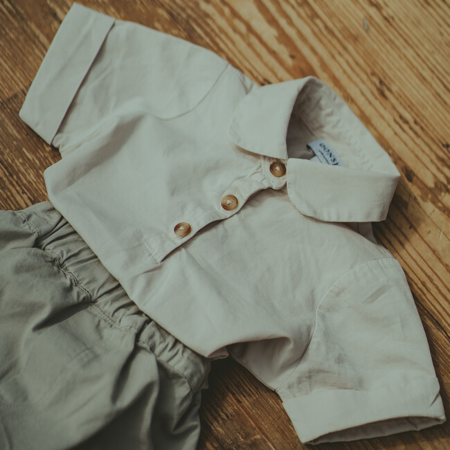 Krimml Collared Buttoned Romper, Birch - Onesies - 2