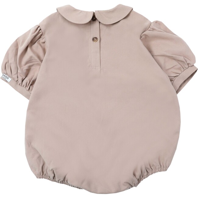 Florine Puff Sleeve Peter Pan Collar Romper, Vintage Rose - Onesies - 3