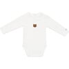 Davis Embroidered Bear Bodysuit, Off-White - Onesies - 1 - thumbnail