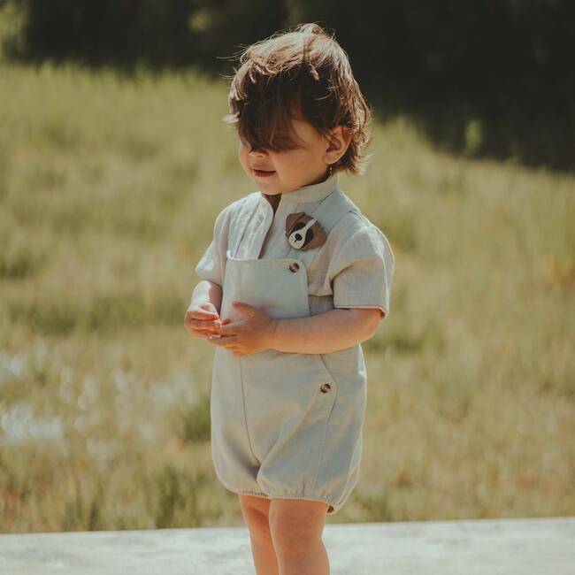 Daws Buttoned Short Overalls, Silvery Thyme - Overalls - 2