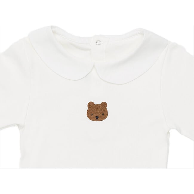 Davis Embroidered Bear Bodysuit, Off-White - Onesies - 4