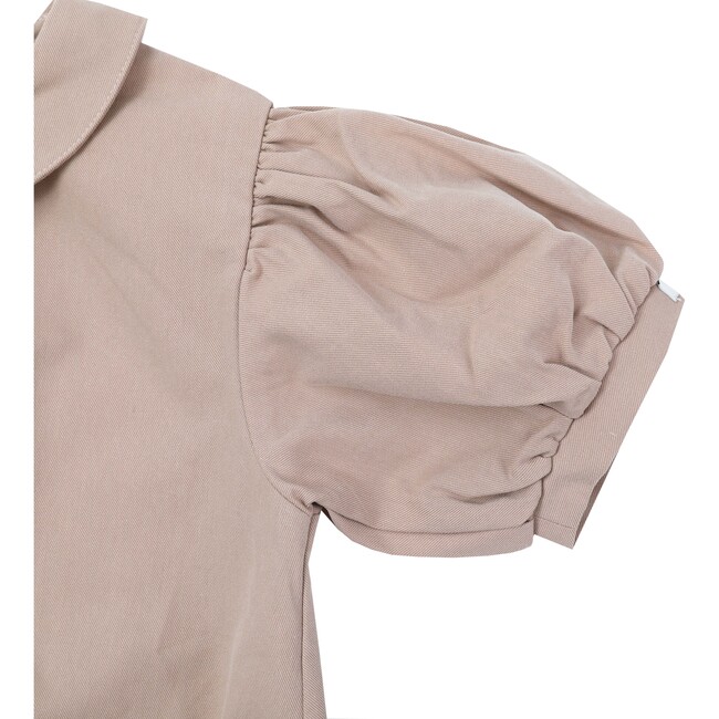 Florine Puff Sleeve Peter Pan Collar Romper, Vintage Rose - Onesies - 6