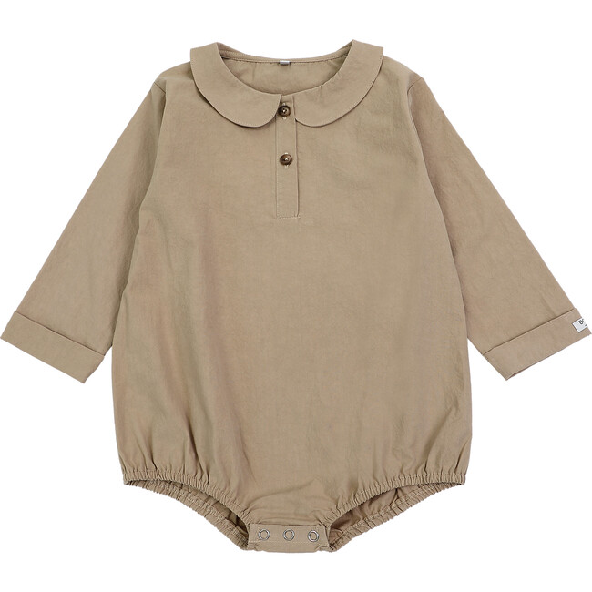 Philly Baggy Fit Collared Romper, Light Mocha