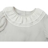 Birgitz Ruffled Neck Puff Short Sleeve Chiffon Blouse, Ivory - Blouses - 4