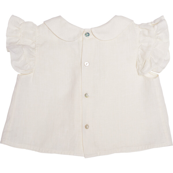 Mimi Short Ruffle Sleeve Blouse, Soft Lily - Donsje