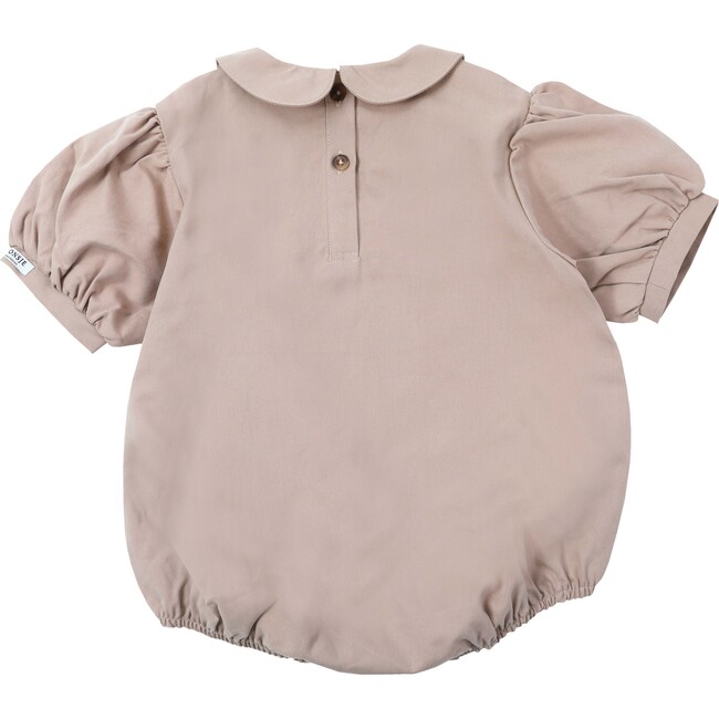 Florine Puff Sleeve Peter Pan Collar Romper, Vintage Rose - Onesies - 8