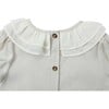 Birgitz Ruffled Neck Puff Short Sleeve Chiffon Blouse, Ivory - Blouses - 5