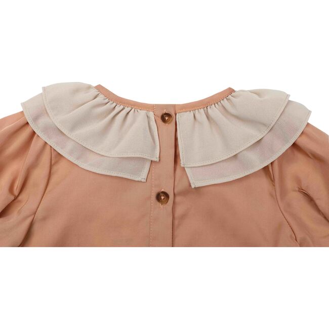 Birgitz Ruffled Neck Chiffon Blouse, Dusty Coral - Blouses - 4