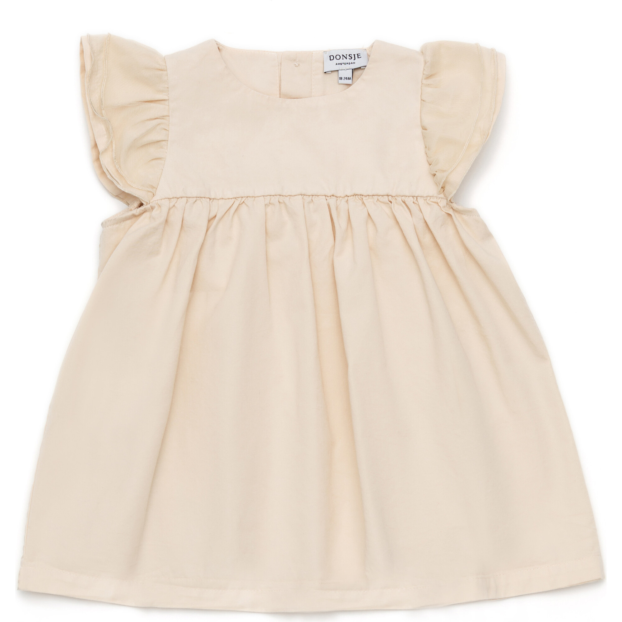 Valerie Flutter Sleeve Dress, Bright Almond - Dresses - 1