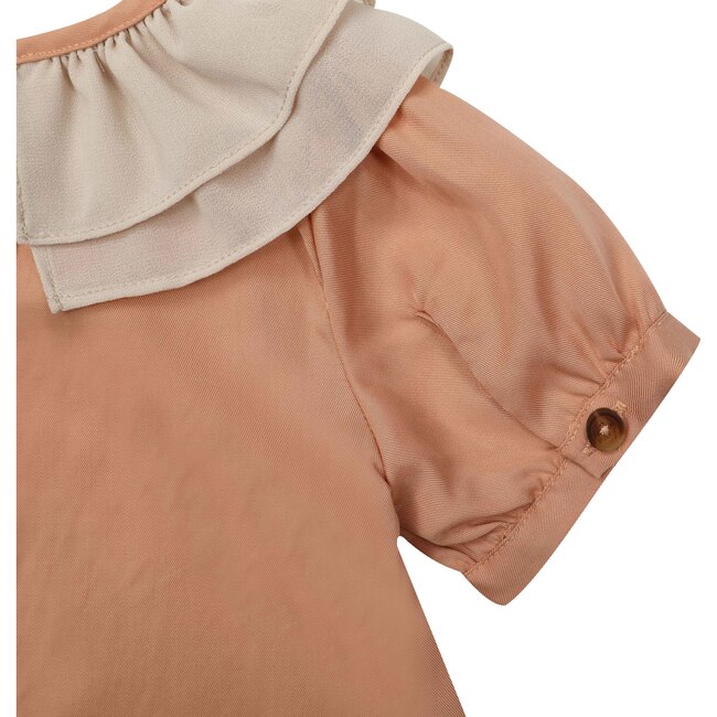 Birgitz Ruffled Neck Chiffon Blouse, Dusty Coral - Blouses - 6
