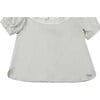 Birgitz Ruffled Neck Puff Short Sleeve Chiffon Blouse, Ivory - Blouses - 8