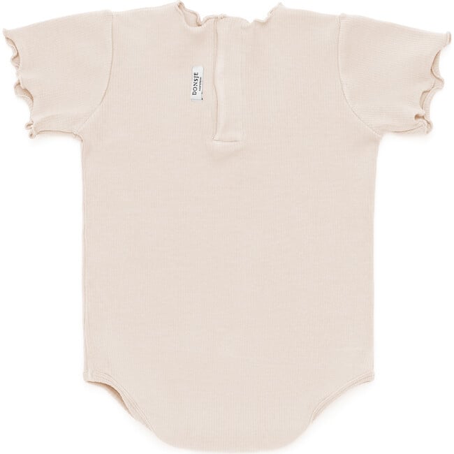 Vajèn Round Neck Short Sleeve Bodysuit, Warm White - Onesies - 3