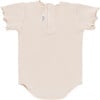 Vajèn Round Neck Short Sleeve Bodysuit, Warm White - Onesies - 3