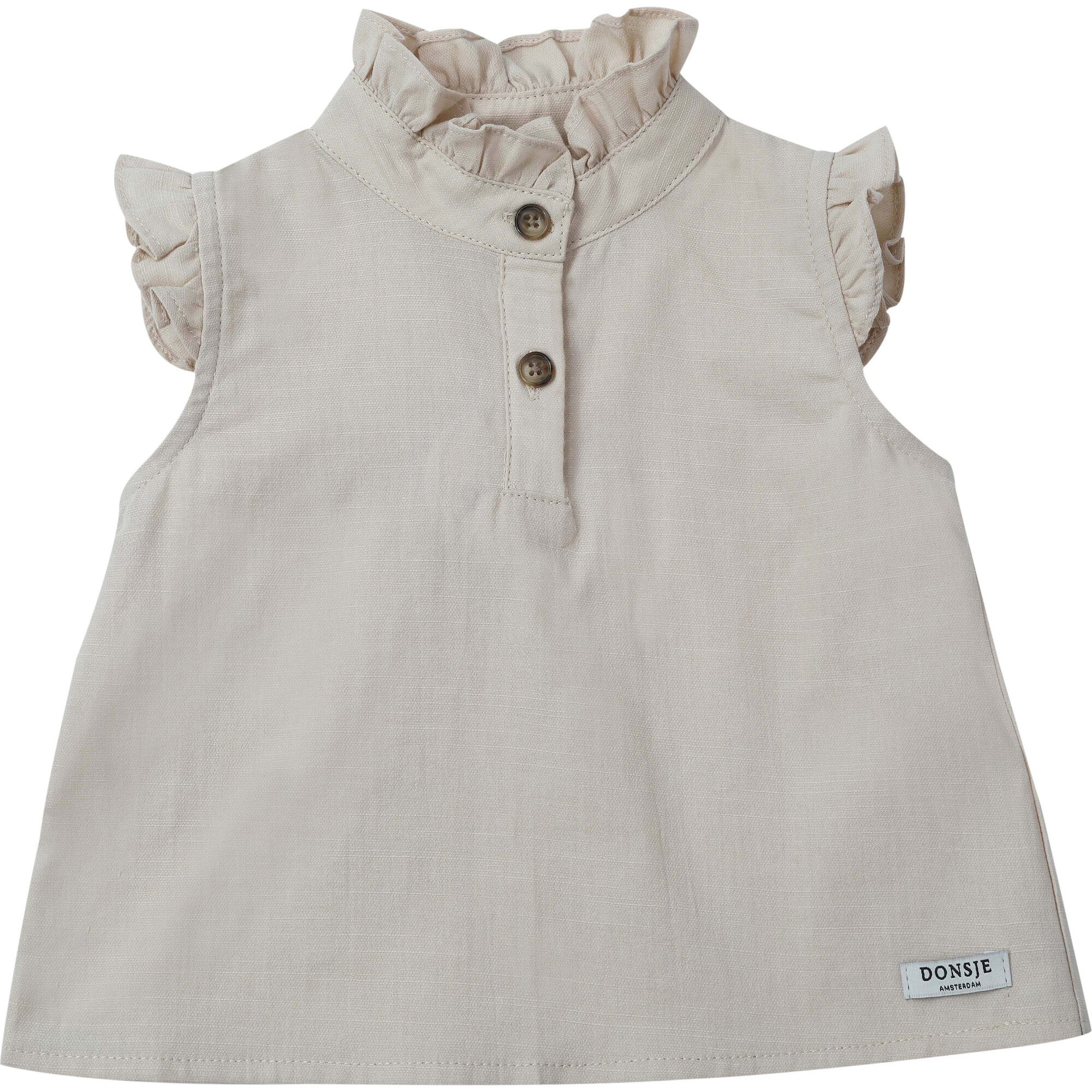 Teffi Short Ruffled Sleeves Blouse, Light Powder - Blouses - 1