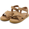 Otis Cross-Strap Leather Sandals, Taupe - Sandals - 1 - thumbnail