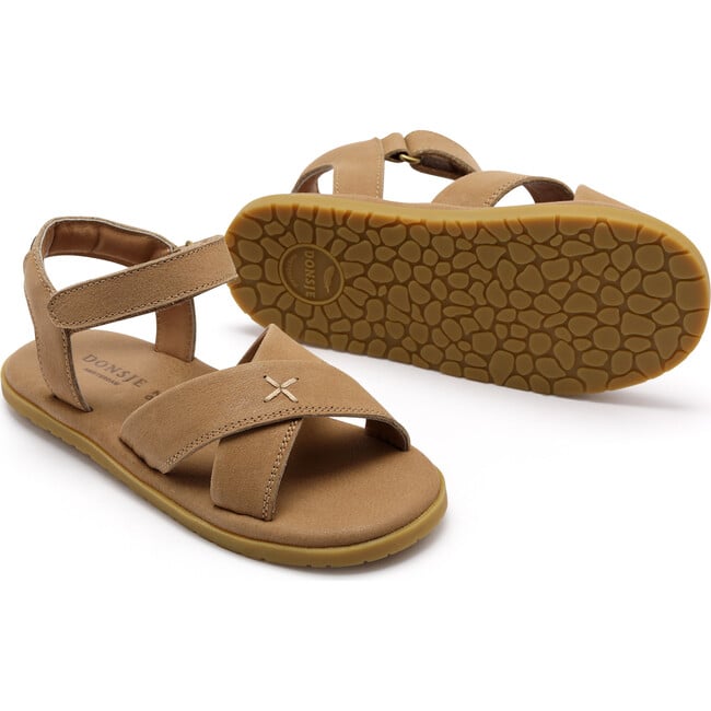 Otis Cross-Strap Leather Sandals, Taupe - Sandals - 6