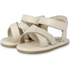 Tobi Cross Strap Leather Sandals, Cream - Sandals - 1 - thumbnail