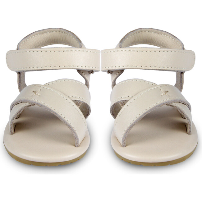 Tobi Cross Strap Leather Sandals, Cream - Sandals - 3