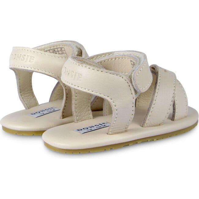 Tobi Cross Strap Leather Sandals, Cream - Sandals - 4