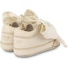 Lonny Chiffon Bow Small Wavy Edge Leather Shoes, Cream - Sneakers - 4