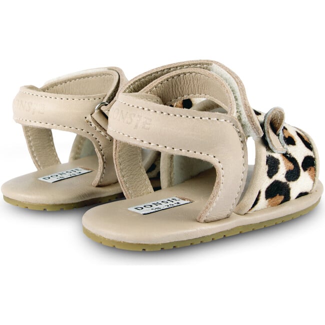 Alina Classic Leather Leopard Sandals, Ivory - Sandals - 4